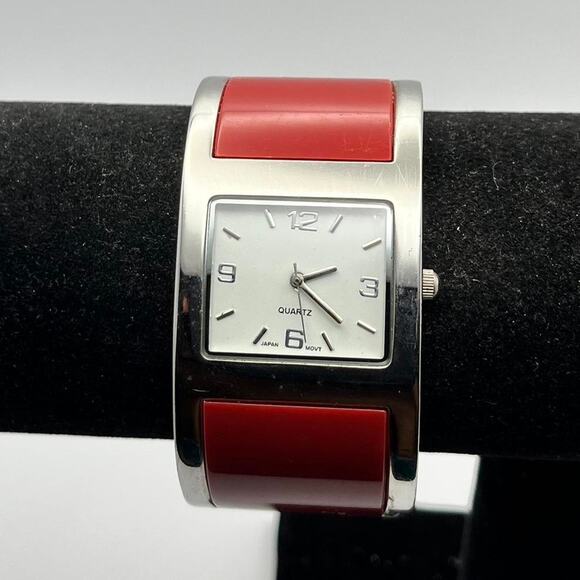 Silver & Red Quartz Watch - Picture 1 of 2
